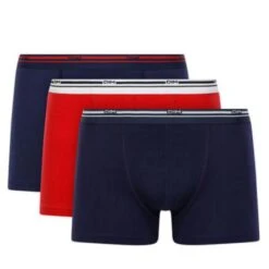 DIM Pack De 3 Boxers - Ceinture Siglée Rouge / Bleu
