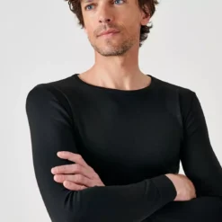 DAMART Tee-shirt Manches Longues Col Rond En Maille Noir -MenCorner Boutique 12301 17010 t 1 hd 3237113 5 1140x1140
