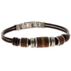 Bracelet Fossil JF00900797 - Bracelet Perle Marron Vintage Homme