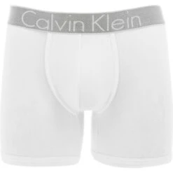 CALVIN KLEIN UNDERWEAR Boxer Long En Coton Stretch - Ceinture Siglée Blanc