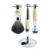 Set De Rasage 3 Pièces - Chromé Et Ivoire - Blaireau + Rasoir De Sûreté à Double Tranchant + Support -MenCorner Boutique 36 range 3pc set double edge safety razor shaving brush imitation ivory black synthetic fibre with stand chrome plated feather blade 1222653 1200x1200