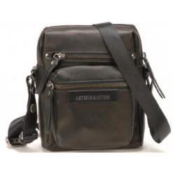 Petite Pochette - Bandoulière Cuir & Double Poche Avant Noir