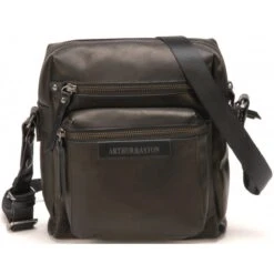 Pochette Bandoulière Cuir - Double Poche Avant Noir