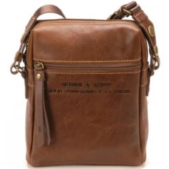 Porté-Croisé Cuir Bandoulière - Nylon Marron -MenCorner Boutique arthur et aston porte croise cuir bandouliere 1838 05 b marron 3 1200x1200