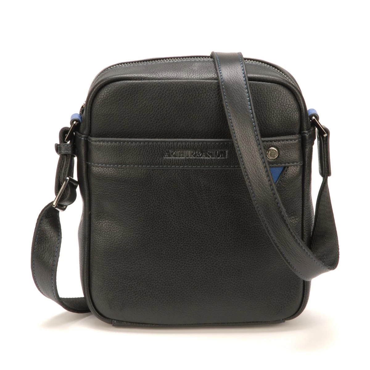 Porte Travers D/noir- Bleu - Arthur&Aston -Taille M - Cuir Noir 7 Porte Travers D/noir- Bleu - Arthur&Aston -Taille M - Cuir Noir – Image 5