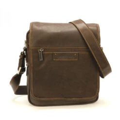 Porté Travers Homme Cuir Châtaigne