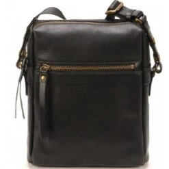 Sac Bandoulière Nylon Travers Cuir - Poche Avant Noir -MenCorner Boutique arthur et aston sac bandouliere nylon travers cuir 1838 06 a noir 2 1200x1200