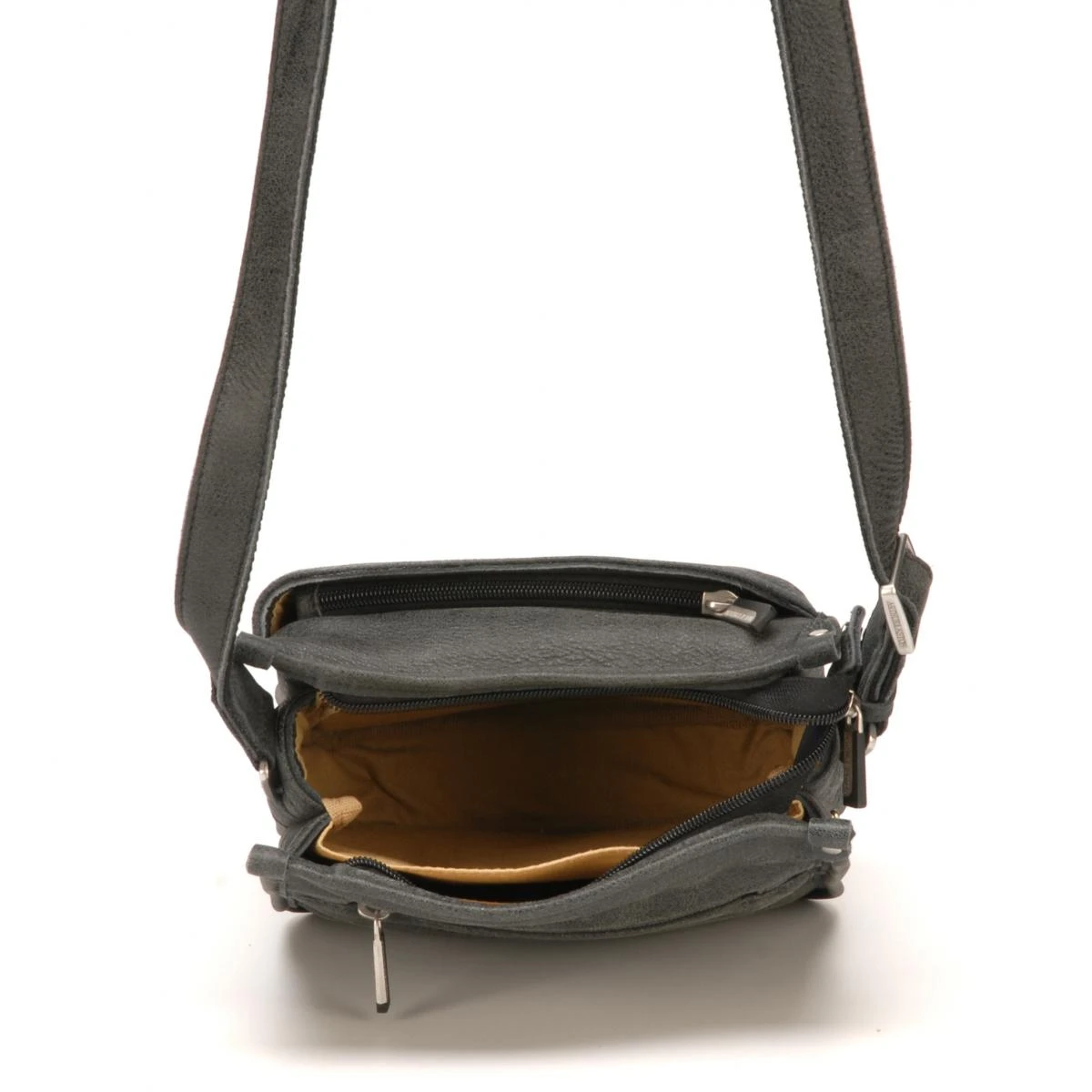 Sac Porte Travers Soufflets G/bleu - Arthur & Aston - Cuir De Vachette Noir 7 Sac Porte Travers Soufflets G/bleu - Arthur & Aston - Cuir De Vachette Noir – Image 5