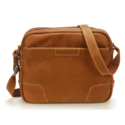 Besace Homme Arthur & Aston En Cuir Cognac Rectangle