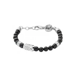Bracelet Diesel DX0847040 - Bracelet Agate Noir Argenté Homme