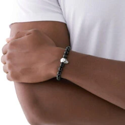 Bracelet Homme Avec Perles Noires -MenCorner Boutique bracelet homme diesel bijoux dx1381040 4 1140x1140