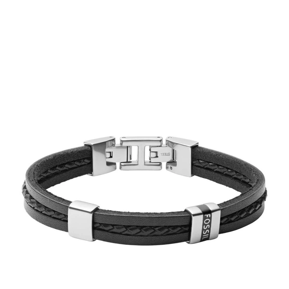 Bracelet Homme Fossil Bijoux-Cuir Noir 3 Bracelet Homme Fossil Bijoux-Cuir Noir