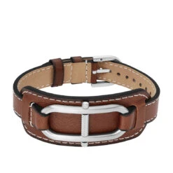 Bracelet Homme Fossil Bijoux D Link - JF04398040 Acier, Cuir Argent
