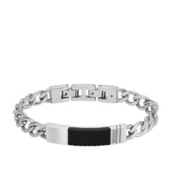 Bracelet Homme Fossil Bijoux Textured Plaque - JF04411040 Acier Argent