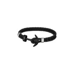 Bracelet Lotus Style LS1832-2-6 - Bracelet Urban Man Double Tressés Noir Ancre Noir Homme