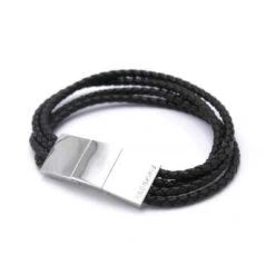 Bracelet Redskins 285115 - Bracelet Cuir Noir Multitour Homme