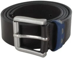 Ceinture Bicolore - Cuir Lisse Noir / Bleu