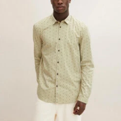 Tom Tailor Chemise Homme En Coton Vert Olive