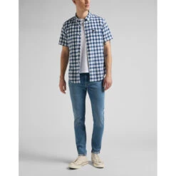 Chemise Manches Courtes à Carreaux - Homme LEE - Bleu -MenCorner Boutique chemise manches courtes homme lee 3359566 1 1140x1140