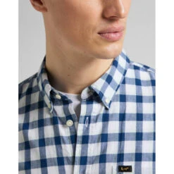 Chemise Manches Courtes à Carreaux - Homme LEE - Bleu -MenCorner Boutique chemise manches courtes homme lee 3359566 4 1140x1140