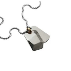 Collier Et Pendentif Diesel Bijoux DX1143040 - Collier Et Pendentif Acier Chromé 2 Plaques Homme