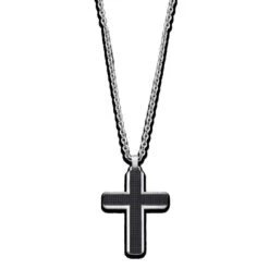 Collier Et Pendentif Lotus Style LS1986-1/1 - Croix Men In Black Acier -MenCorner Boutique collier et pendentif lotus style ls1986 11 croix men in black acier 1184205 2 1140x1140