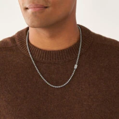 Collier Homme JF04336040 En Acier -MenCorner Boutique collier homme fossil bijoux jf04336040 6 1140x1140