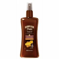 Hawaiian Tropic Spray Huile Sèche Solaire Bronzage Parfait Noix De Coco Et Papaye - SPF 8 200 Ml