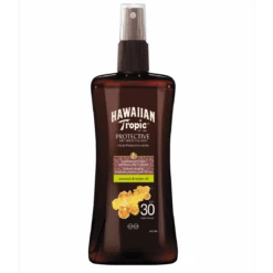 Hawaiian Tropic Spray Huile Sèche Protectrice Bronzage Parfait à La Noix De Coco Et Huile D'Argan - SPF 30 200 Ml