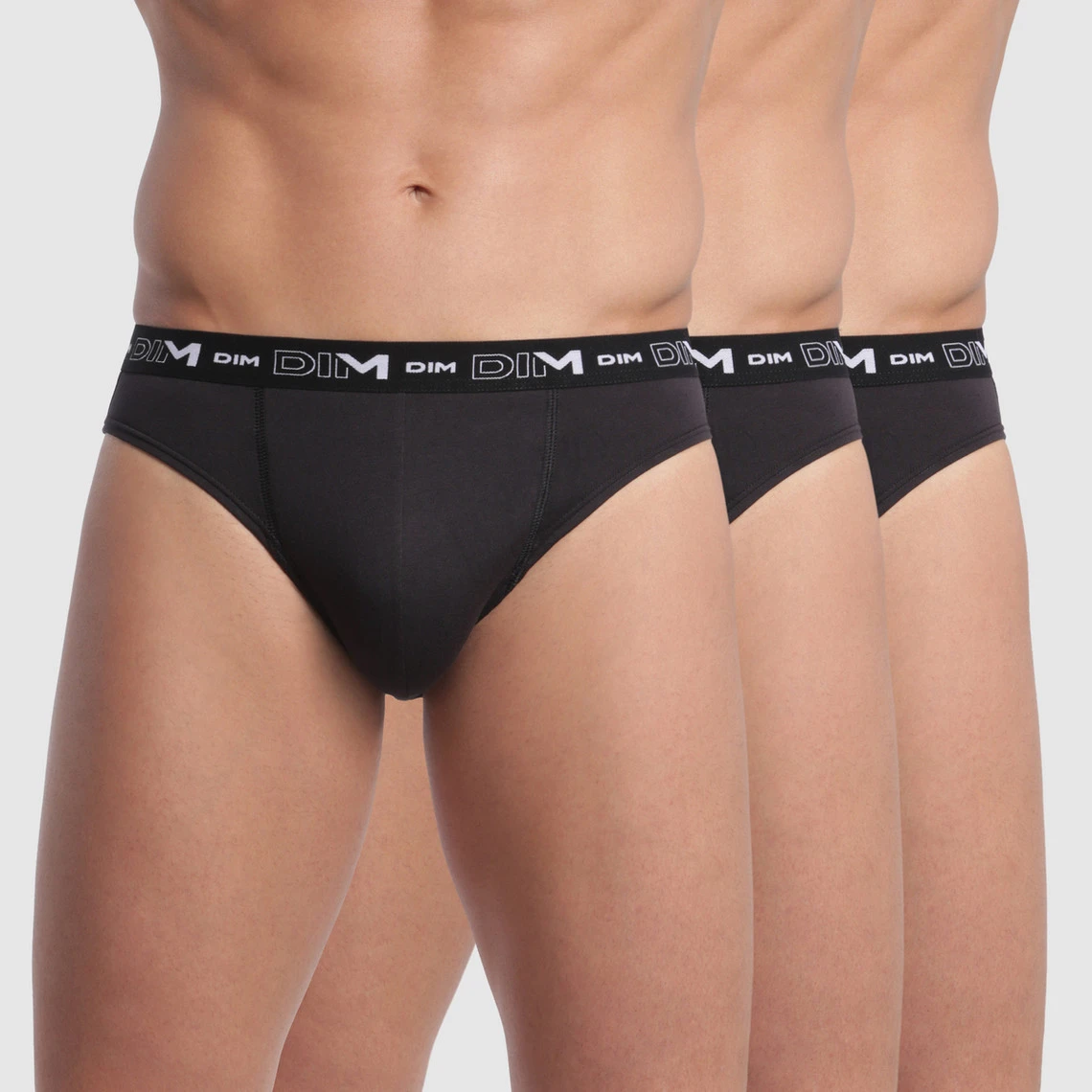 DIM Pack De 3 Slips Coton Stretch - Ceinture Siglée Noir 3 DIM Pack De 3 Slips Coton Stretch - Ceinture Siglée Noir
