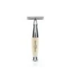 Rasoir De Sûreté à Double Tranchant Avec Manche Chromé Et Imitation Ivoire Avec Lame Feather -MenCorner Boutique edwin jagger 36 range double edge safety razor imitation ivory chrome plated feather blade r367crsr 1200x1200