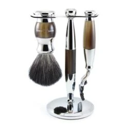 SET DE RASAGE 3 PIECES NOIR ET CHROME - EDWIN JAGGER