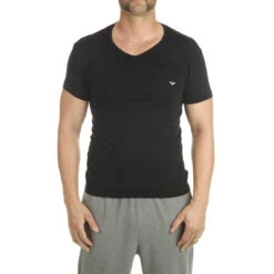Emporio Armani T-shirt Col V Noir