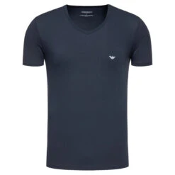 Emporio Armani T-shirt Col V Bleu