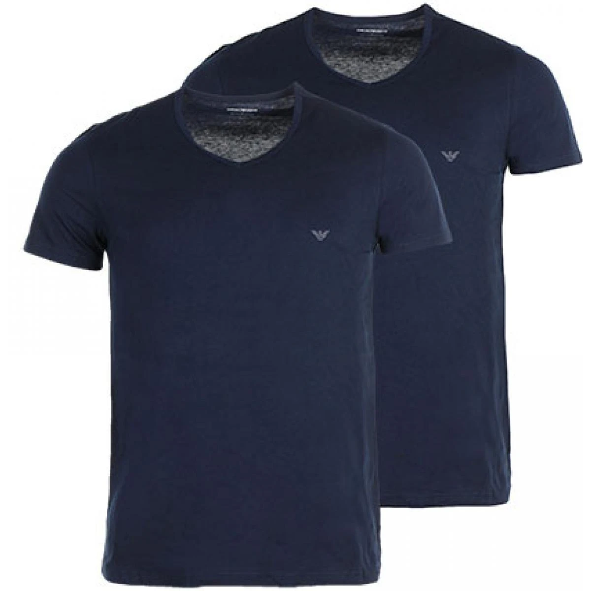 PACK DE 2 T-SHIRTS COL V - Pur Coton Bleu Marine 3 PACK DE 2 T-SHIRTS COL V - Pur Coton Bleu Marine