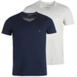PACK DE 2 T-SHIRTS COL V - Pur Coton Bleu / Gris