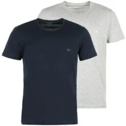 PACK DE 2 T-SHIRTS COL ROND - Pur Coton Bleu / Gris