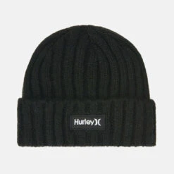 HURLEY Bonnet En Tricot à Revers Noir