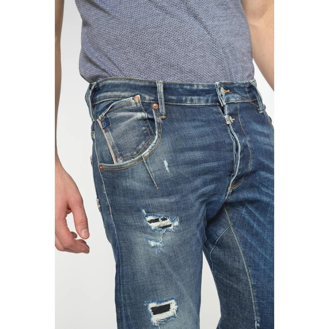 LE TEMPS DES CERISES Jeans Alost 900/3 Tapered Arqué Destroy Bleu N°2 8 LE TEMPS DES CERISES Jeans Alost 900/3 Tapered Arqué Destroy Bleu N°2 – Image 6