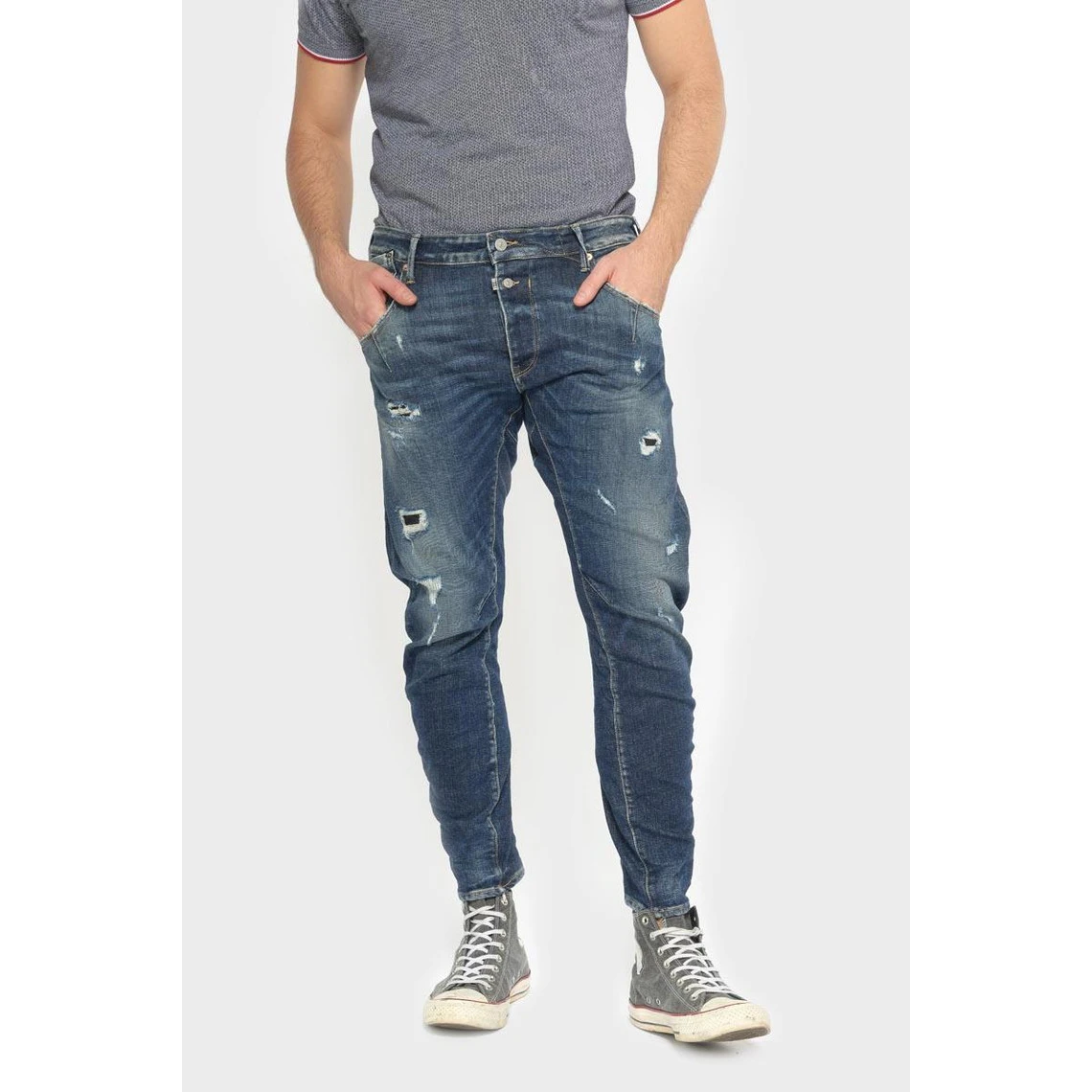 LE TEMPS DES CERISES Jeans Alost 900/3 Tapered Arqué Destroy Bleu N°2 9 LE TEMPS DES CERISES Jeans Alost 900/3 Tapered Arqué Destroy Bleu N°2 – Image 7