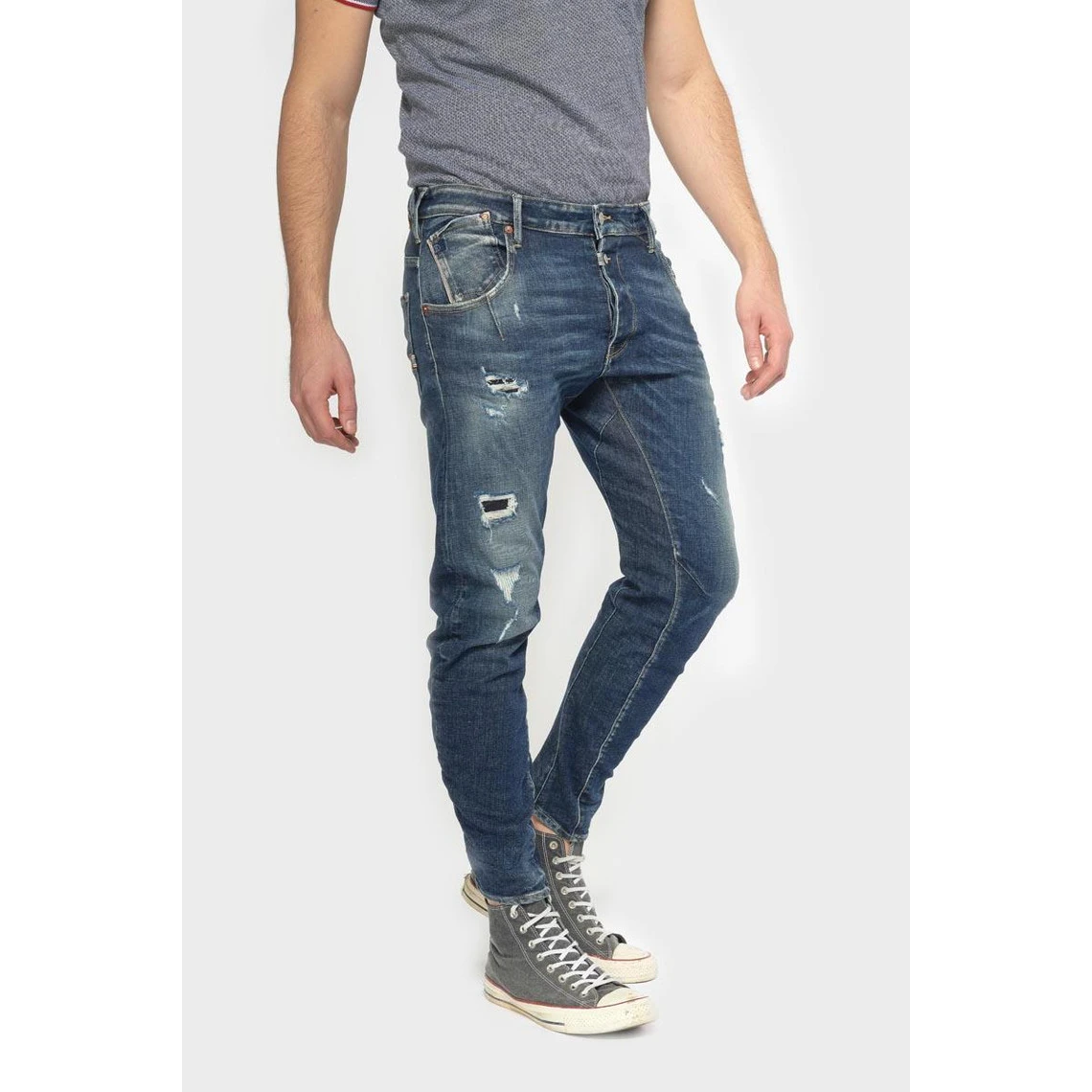 LE TEMPS DES CERISES Jeans Alost 900/3 Tapered Arqué Destroy Bleu N°2 3 LE TEMPS DES CERISES Jeans Alost 900/3 Tapered Arqué Destroy Bleu N°2
