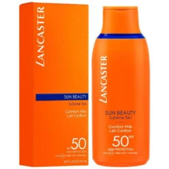 Lait Confort Bronzage Sublime Sun Beauty SPF50 175ml -MenCorner Boutique lait confort bronzage sublime sun beauty spf50 lancaster solaire 3234483 1140x1140