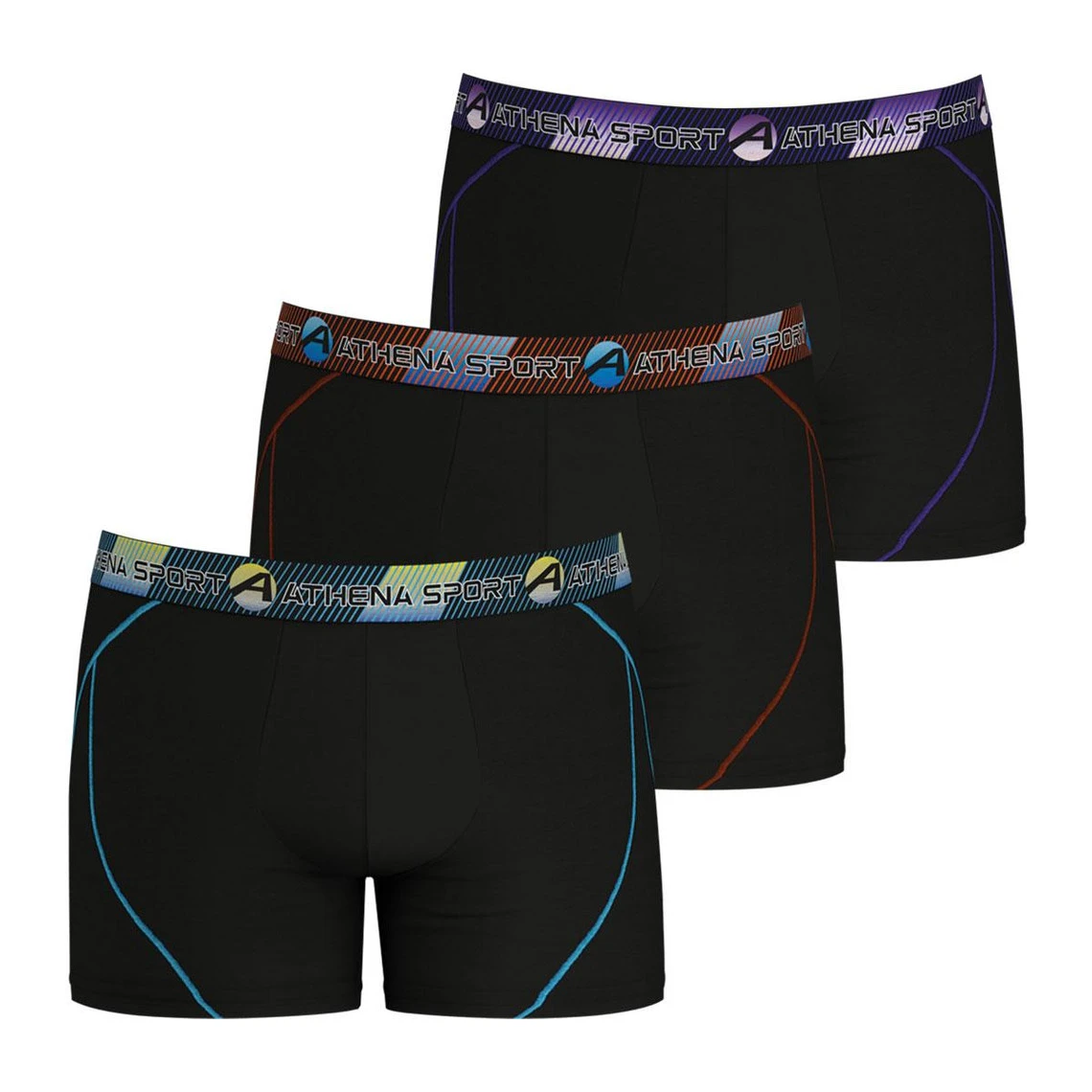 Athena Lot De 3 Boxers Longs Homme - Noir 4 Athena Lot De 3 Boxers Longs Homme - Noir – Image 2