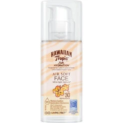 Hawaiian Tropic Lotion Solaire Pompe Visage Non-Grasse 12h D'Hydratation - SPF 30 50 Ml