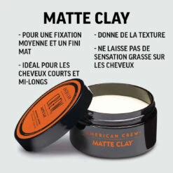 American Crew Matte Clay™ Cire Cheveux Homme Fixation Moyenne À Forte & Fini Mat Et Soyeux 85 G -MenCorner Boutique matte clay cire cheveux homme fixation moyenne forte et fini mat et soyeux 3509260 4 1140x1140