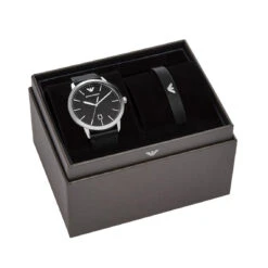 Emporio Armani Montre Homme ARMANI AR80064SET - Bracelet Cuir Noire -MenCorner Boutique montre homme armani ar80064set bracelet cuir noire ar80064set 5 1140x1140