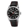 Montre Lotus L18671-4 - CLASSIQUE Dateur Boîtier Acier Argenté Bracelet Cuir Noir Homme