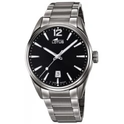 Montre Lotus L18684-3 - Dateur Acier Gris Cadran Noir Homme