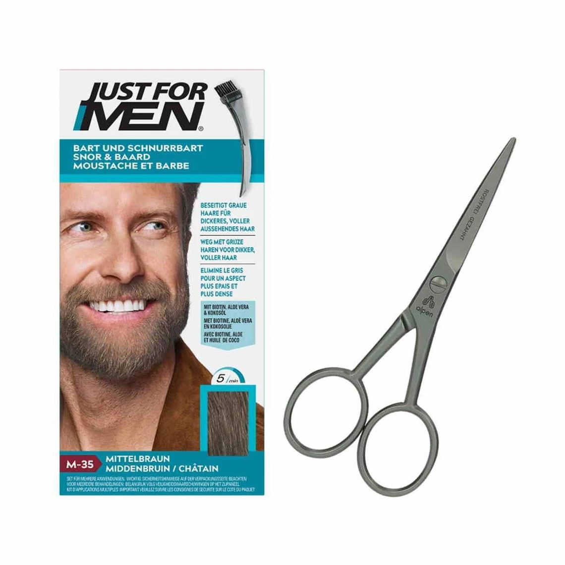 PACK COLORATION BARBE & CISEAUX BARBE - Chatain Moyen Clair 3 PACK COLORATION BARBE & CISEAUX BARBE - Chatain Moyen Clair