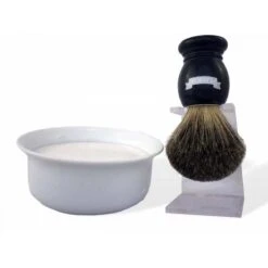 Coffret Blaireau, Bol Et Savon - Bleu Ardoise